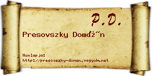 Presovszky Domán névjegykártya